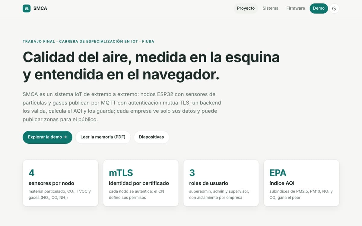 Captura del Sistema de Monitoreo de Calidad del Aire